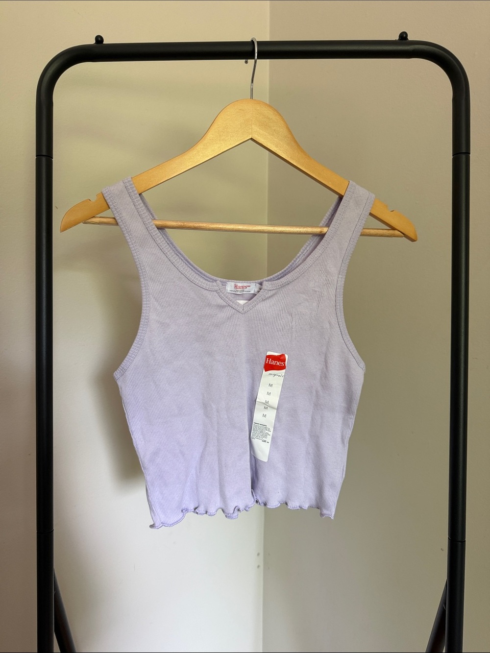 Hanes Originals Women’s 2 Pack Rib Cropped Tank Top with Lettuce Edge Trim